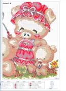 Schema punto croce Cuscino Family Pig 1