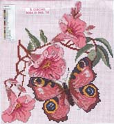 Schema punto croce Cuscino Fiori E Farfalle 1