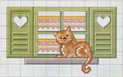 Schema punto croce Gattino Su Finestra