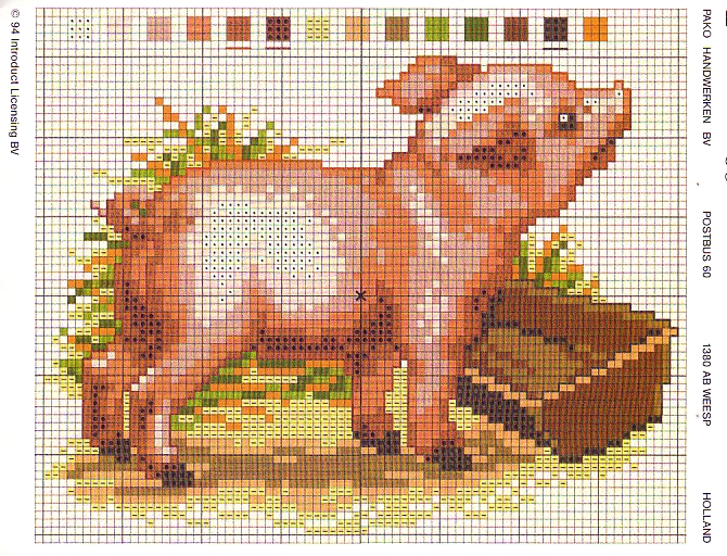 Schema punto croce Suino scifo