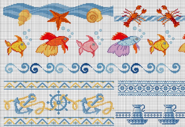 Schema punto croce Tanti pesci