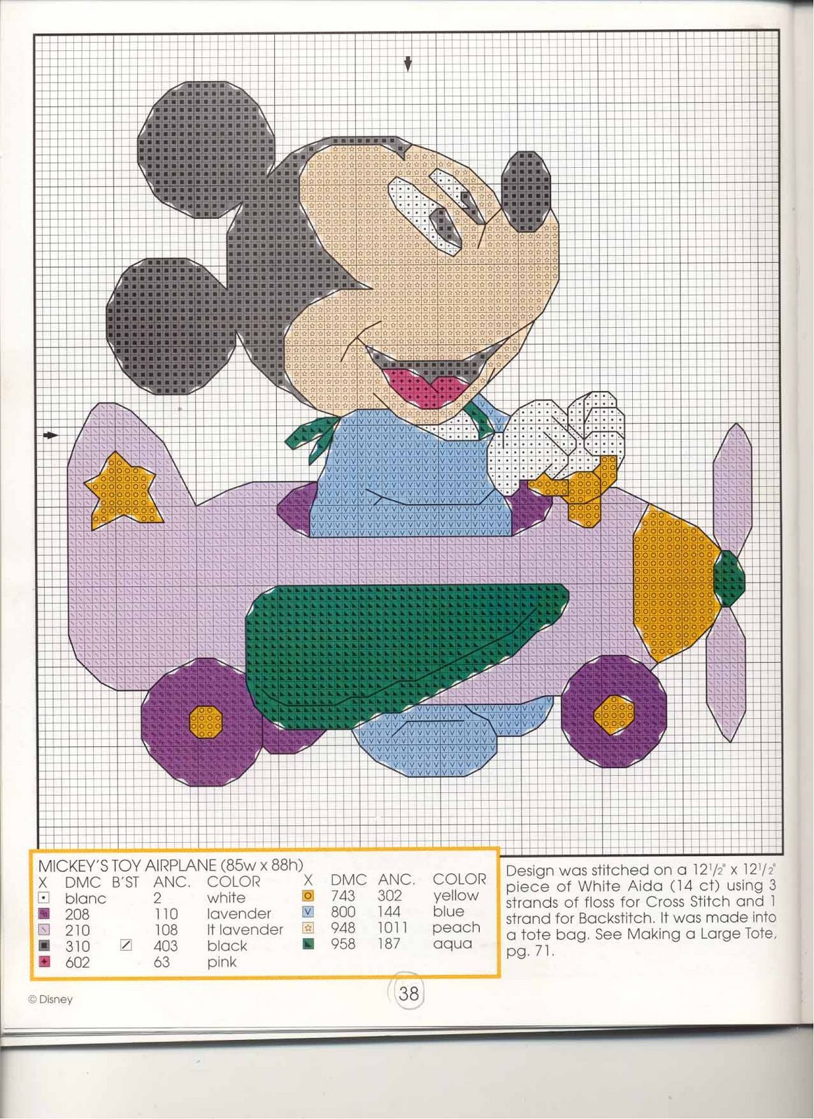 Schema punto croce Topolino aereo