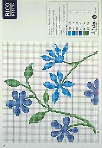 Schema punto croce Tovaglia fiori 1