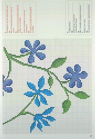 Schema punto croce Tovaglia fiori 2