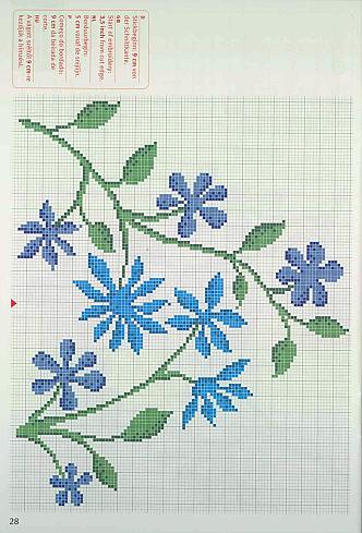 Schema punto croce Tovaglia fiori 3