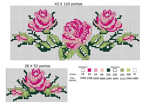 Schema punto croce Tre rose