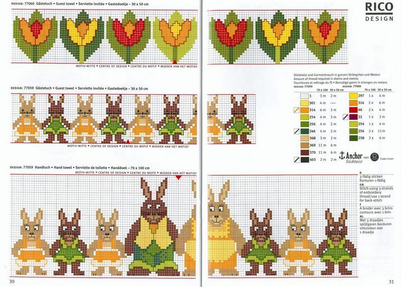 Schema punto croce Tulipani coniglietti