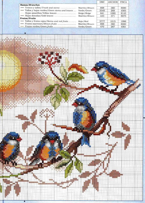 Schema punto croce Uccellini 2