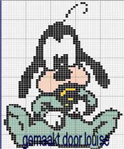 Schema punto croce baby pippo con ciuccio