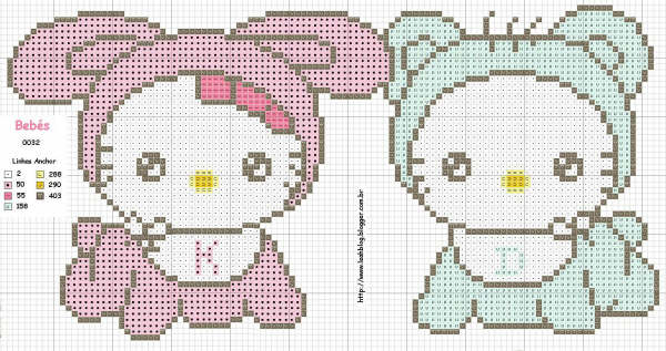 Schema punto croce Bebe hello kitti