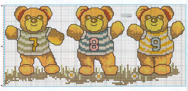 Schema punto croce Bordo orsetti