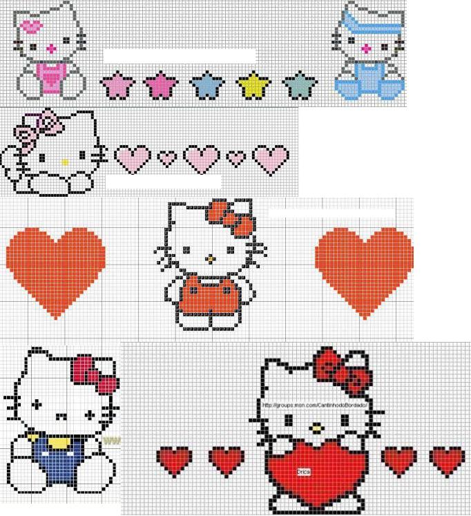 Schema punto croce Hello kitti2