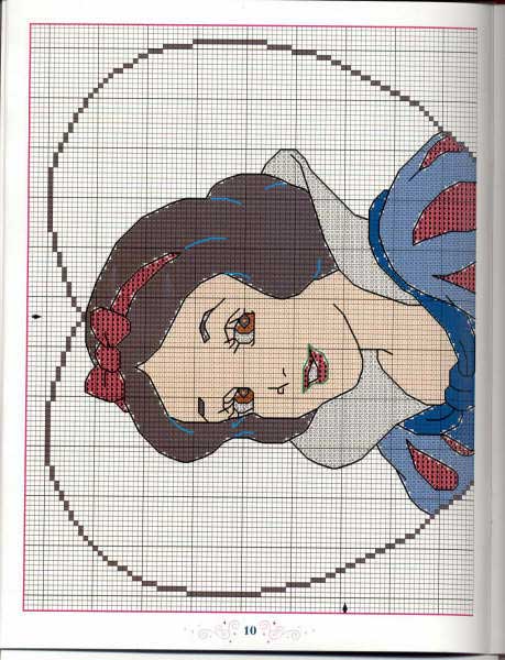 Schema punto croce Biancaneve nel cuore