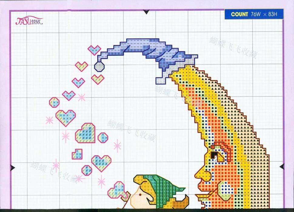 Schema punto croce Luna bimba