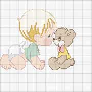 Schema punto croce Bambino-e-orso