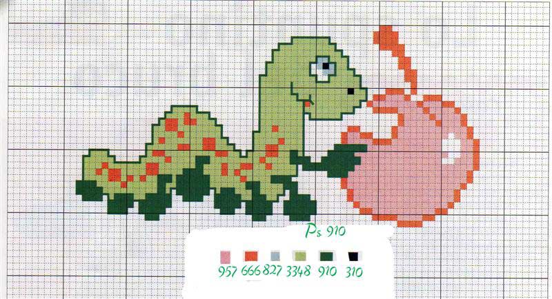 Schema punto croce Bruco mela