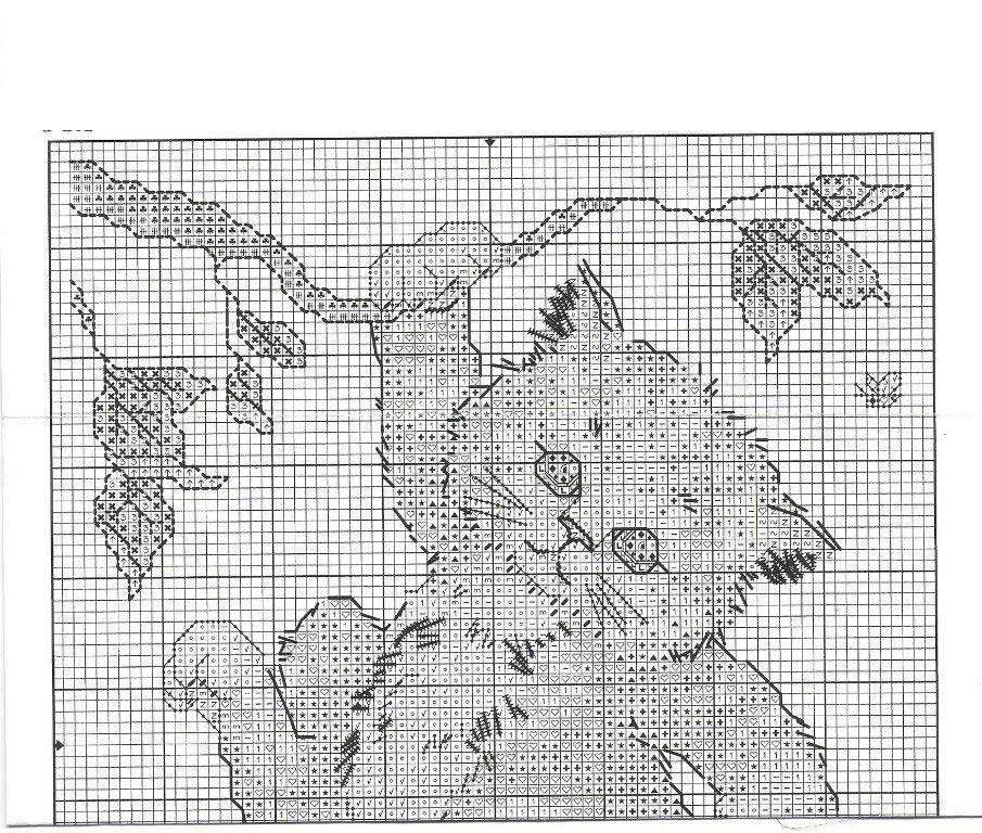 Schema punto croce Micio aggrappato ramo