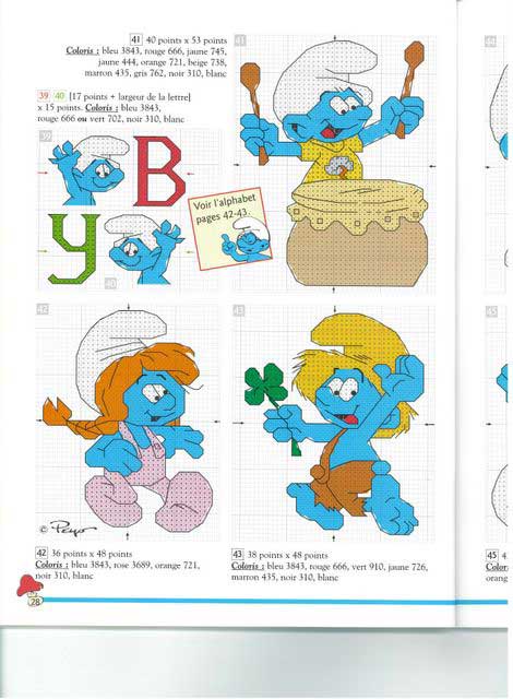 Schema punto croce Puffi baby2