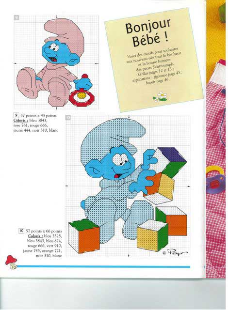 Schema punto croce Puffi baby3