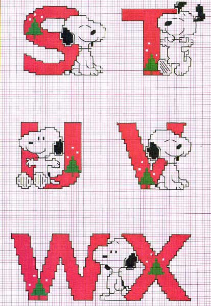 Schema punto croce Snoopy svtuwx