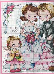 Schema punto croce Sposi e Damigelle 1