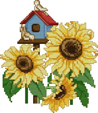 Schema punto croce Uccelli fiori