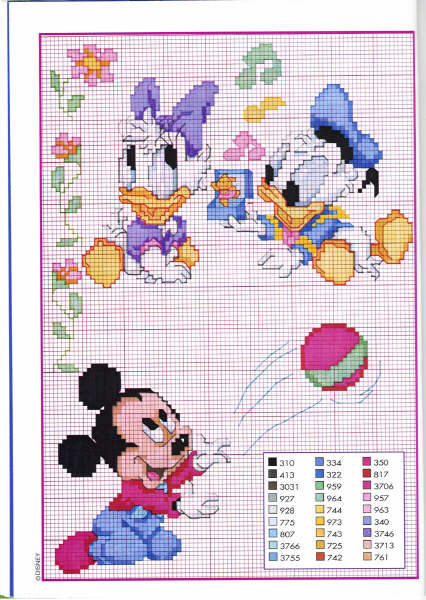 Schema punto croce Baby paperino paperina topolino