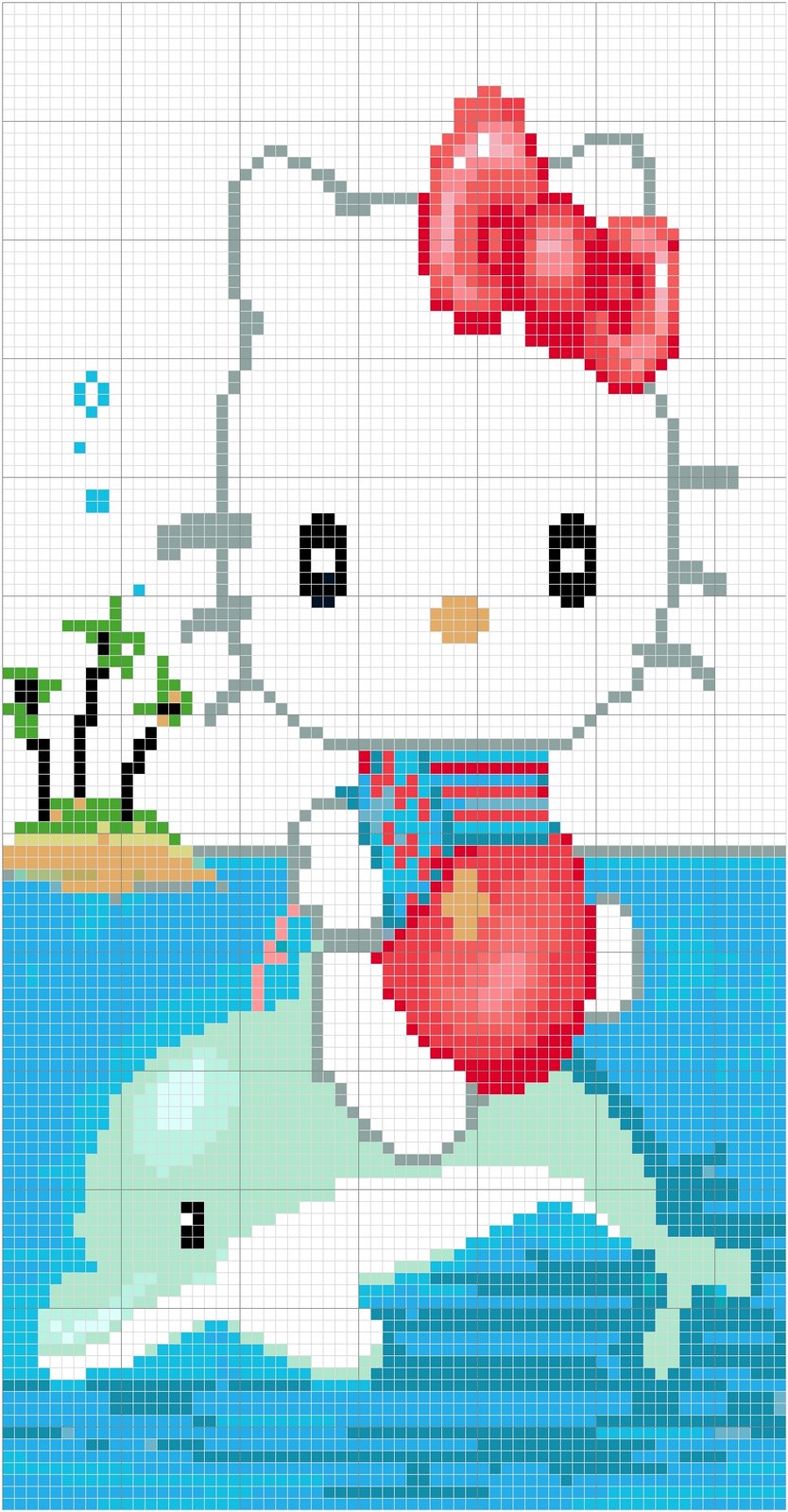 Schema punto croce Hello kitty delfino