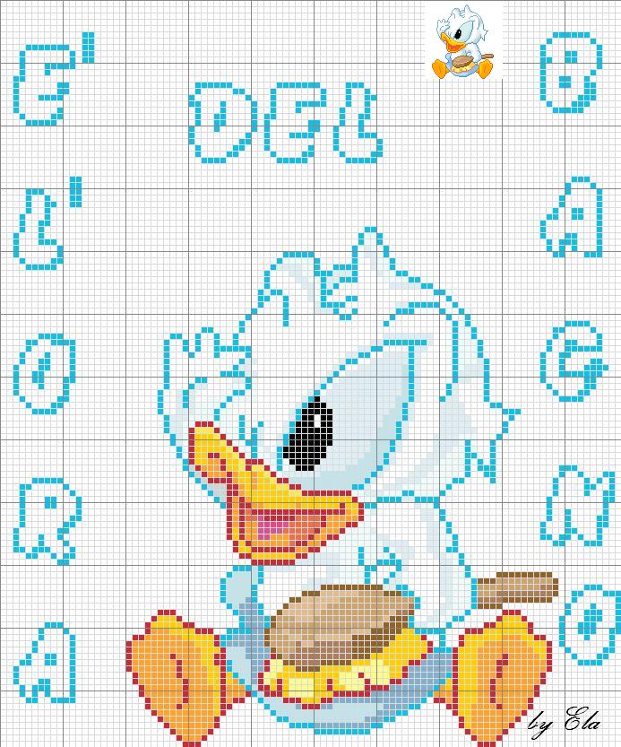 Schema punto croce Paperino baby