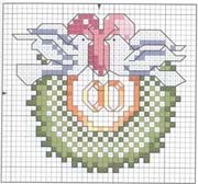 Schema punto croce Colombe con fedi e cuore 