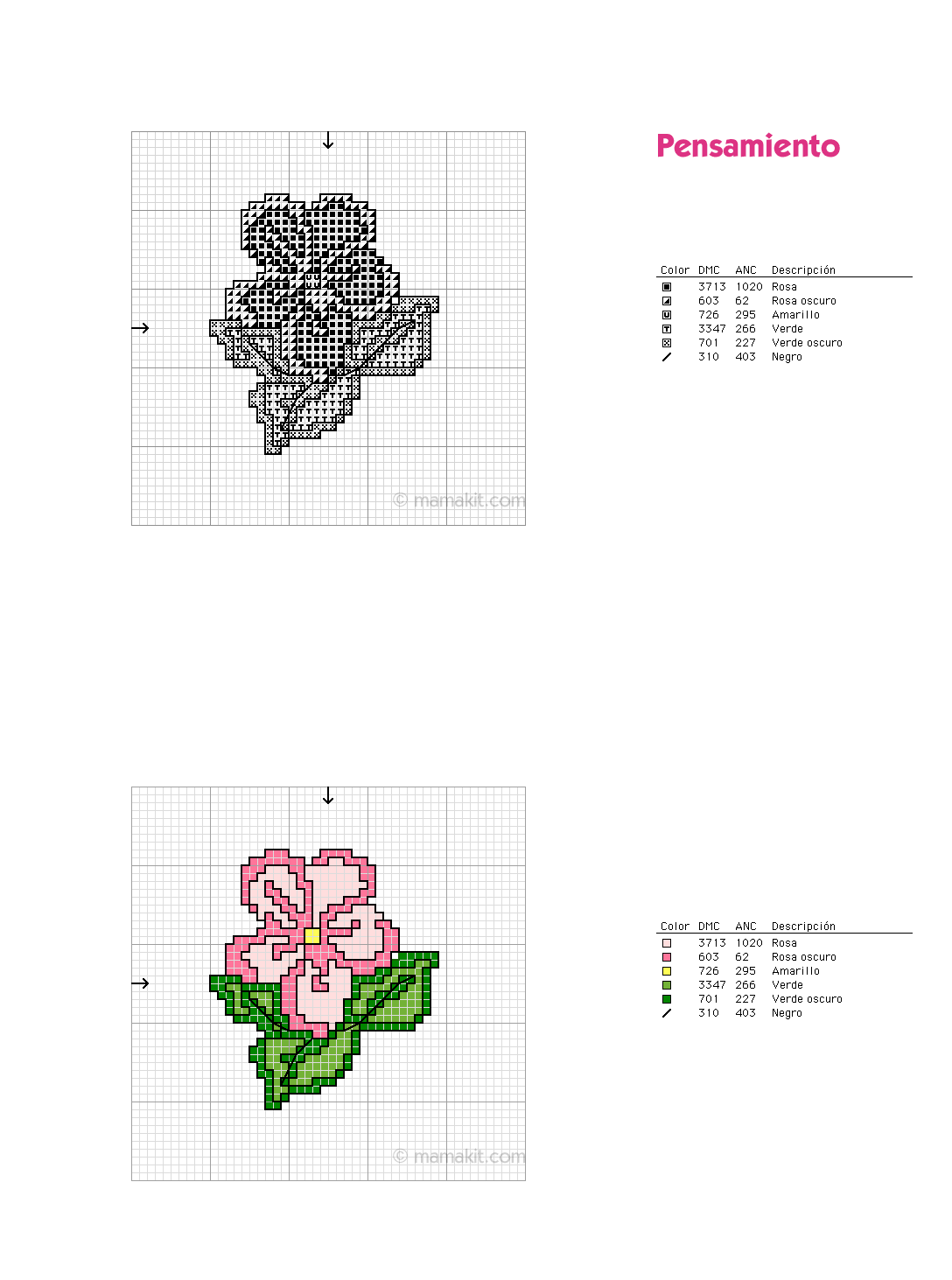 Schema punto croce Fiorellino rosa2