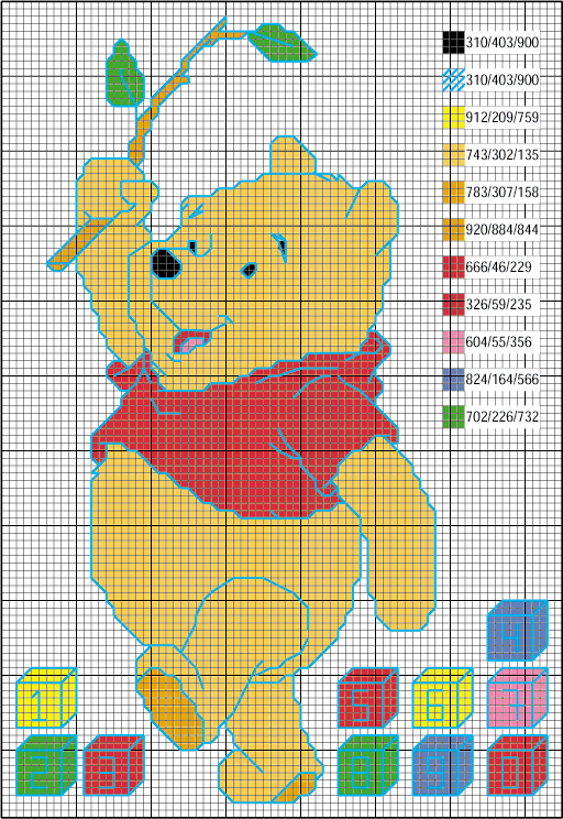 Schema punto croce Winnie foglie