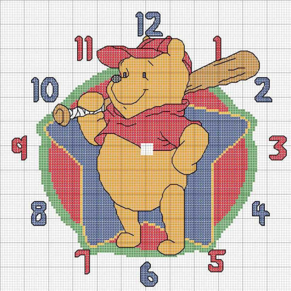 Schema punto croce Winnie orologio1