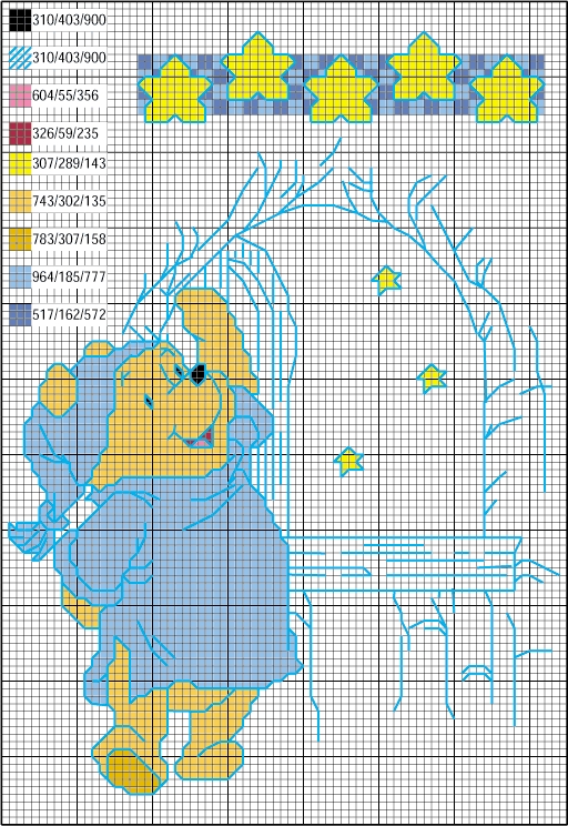 Schema punto croce Winnie pigiama
