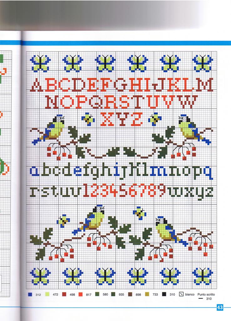 Schema punto croce Abc cinquettio