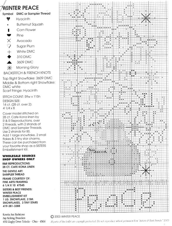 Schema punto croce Abc peace