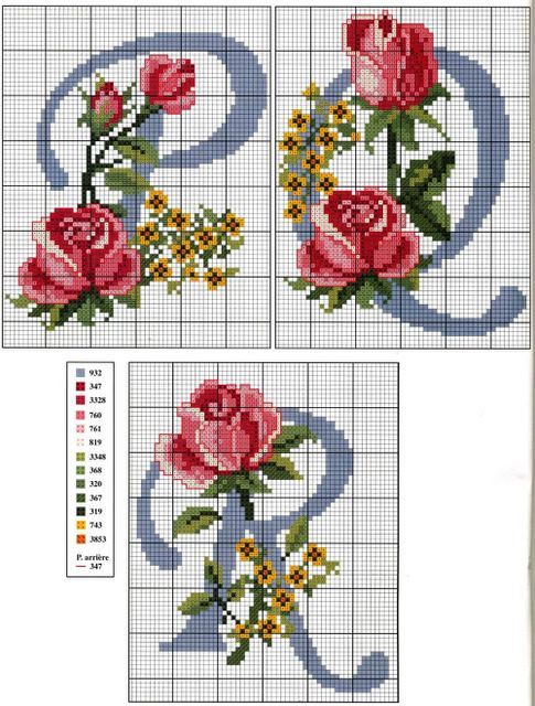 Schema punto croce Abc rose 4