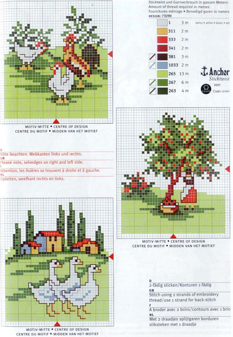 Schema punto croce Alberi casetta