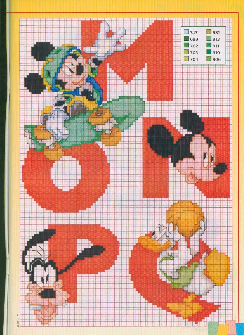 Schema punto croce Alfabeto disney 3