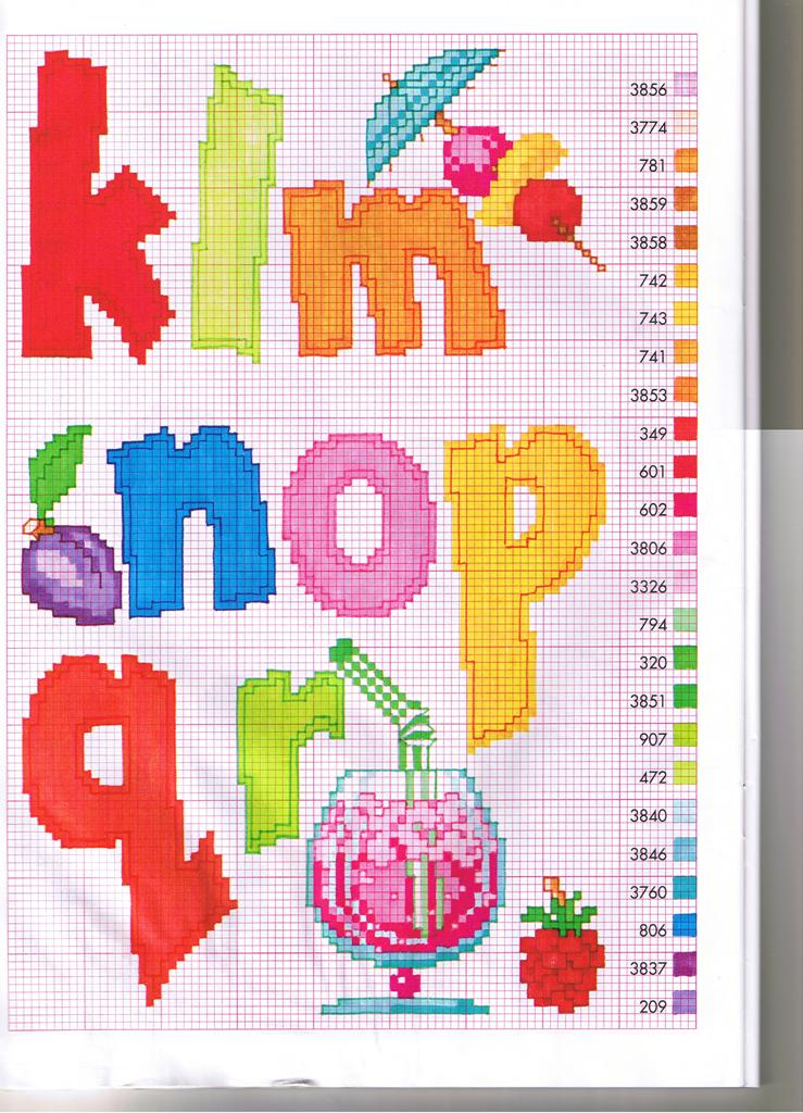 Schema punto croce Alfabeto estivo 3