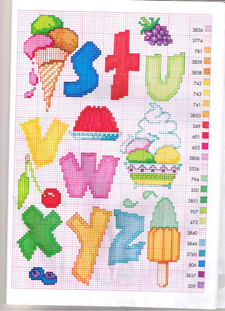 Schema punto croce Alfabeto estivo 4