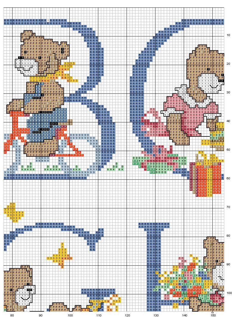 Schema punto croce Alfabeto orsi 5
