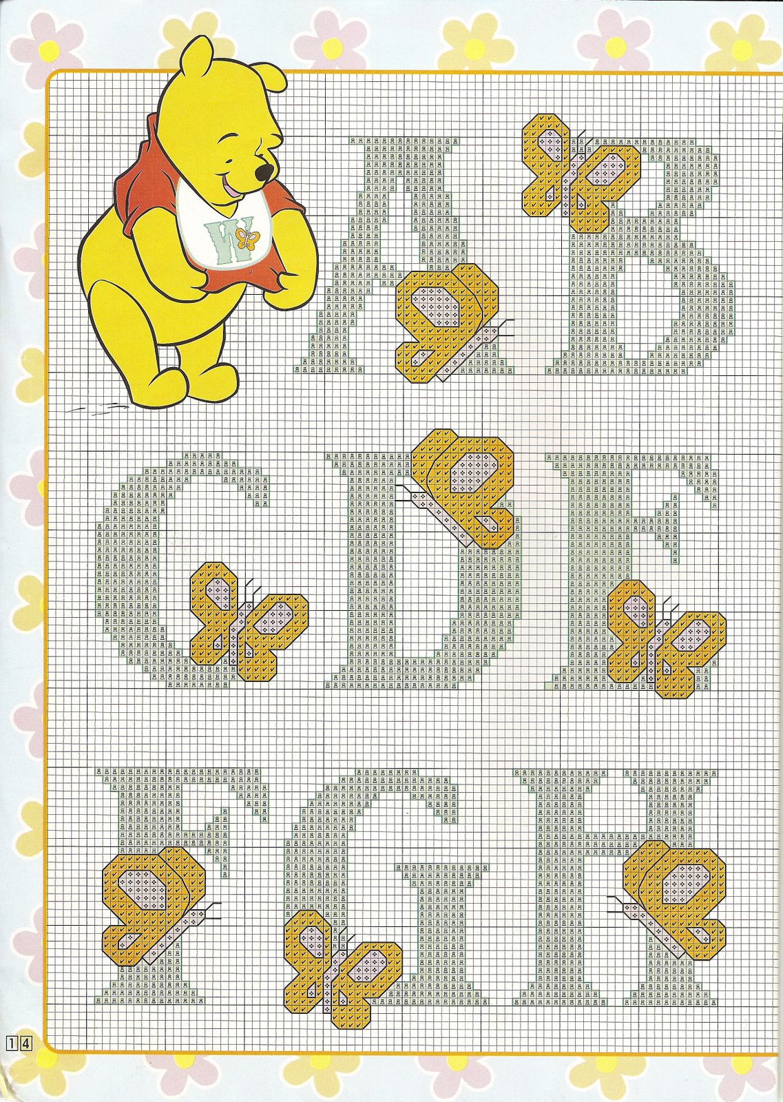 Schema punto croce Alfabeto winnie 1