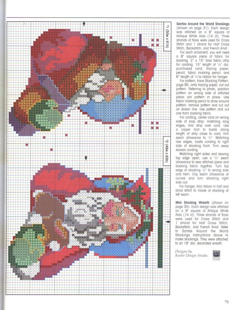 Schema punto croce Babbonatale nel mondo 2