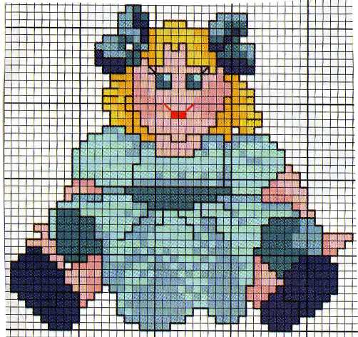 Schema punto croce Bambola seduta