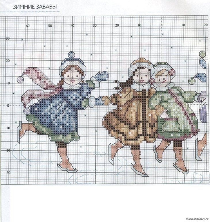 Schema punto croce Bimbe su ghiaccio 1