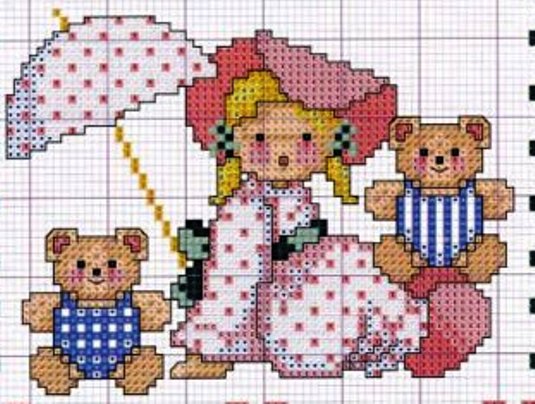 Schema punto croce Bmbola orsetti