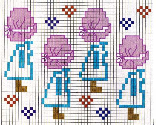 Schema punto croce Bordo bamboline