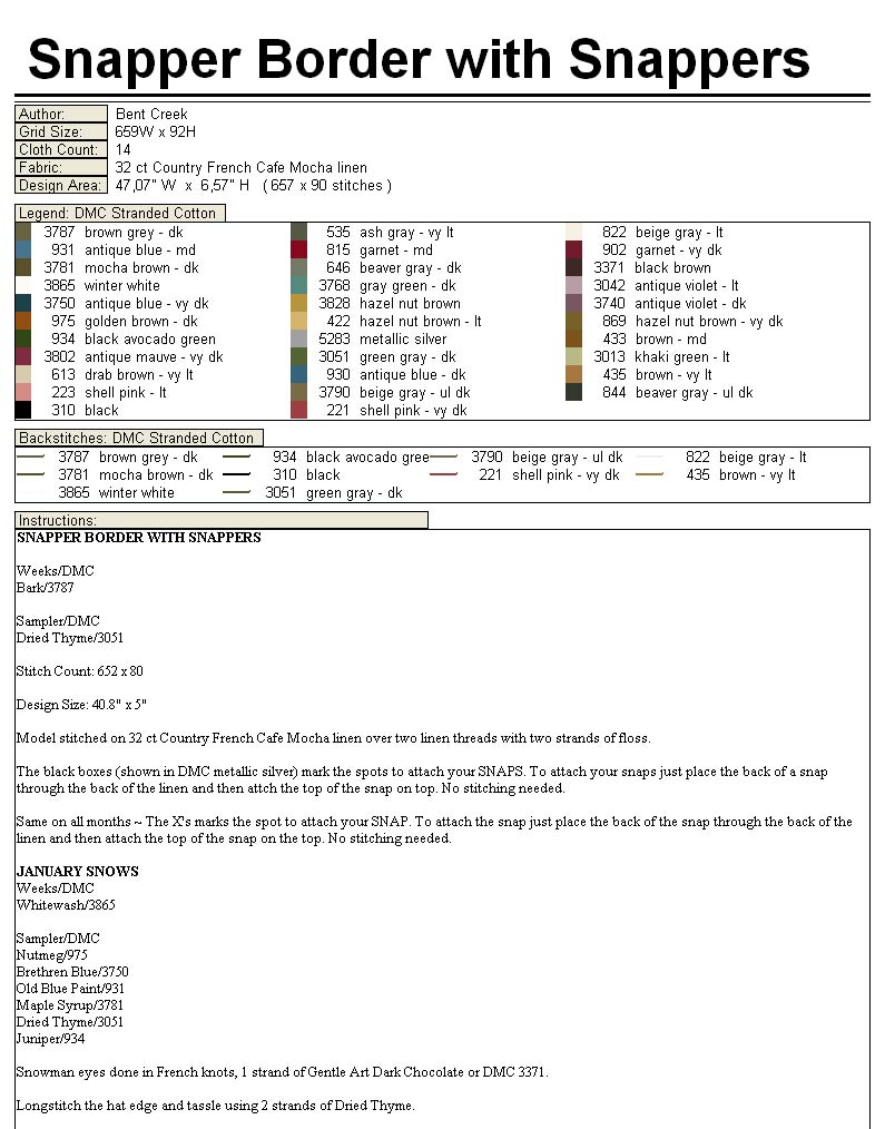 Schema punto croce Bordo snapper 10
