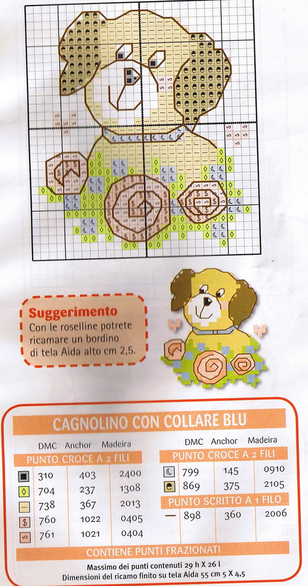 Schema punto croce Cagnolino con collare